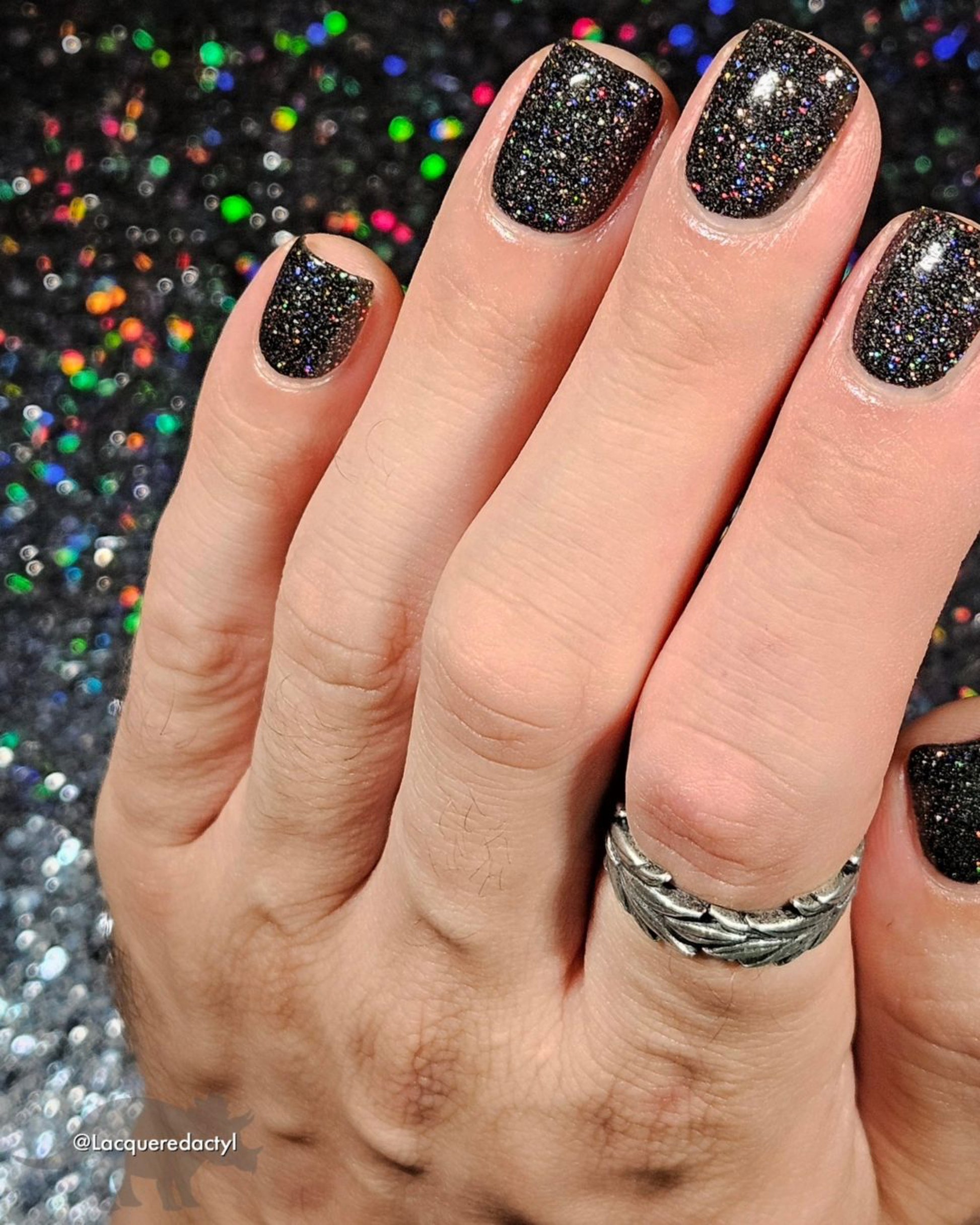 Shadow Dweller - Black Reflective Glitter Nail Polish - Bitten Collection - Dam Nail Polish