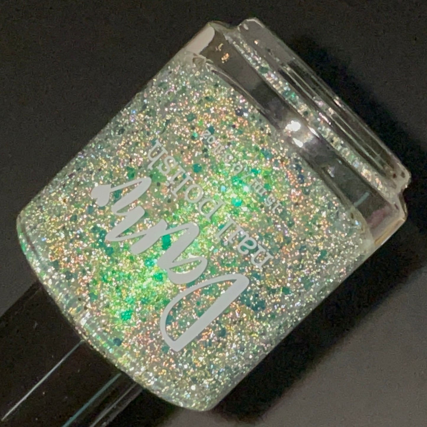 Candy Wrapper’s Delight - Green Silver Nail Polish - Reflective Glitter Nail Polish - Sugar Rush Collection - Dam Nail Polish