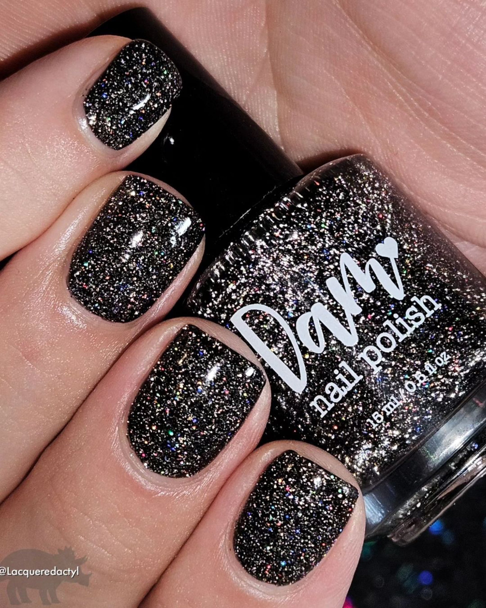 Shadow Dweller - Black Reflective Glitter Nail Polish - Bitten Collection - Dam Nail Polish