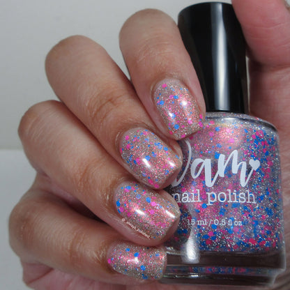 Squid Pro Quo - Pink Silver Nail Polish - Reflective Glitter Nail Polish - Squids Fly High Sibling