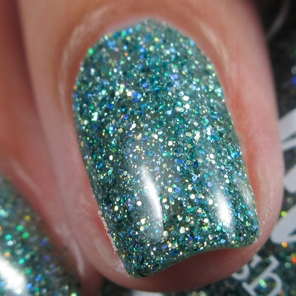 Undying Devotion - Green Nail Polish - Reflective Glitter Nail Polish - Bitten Collection