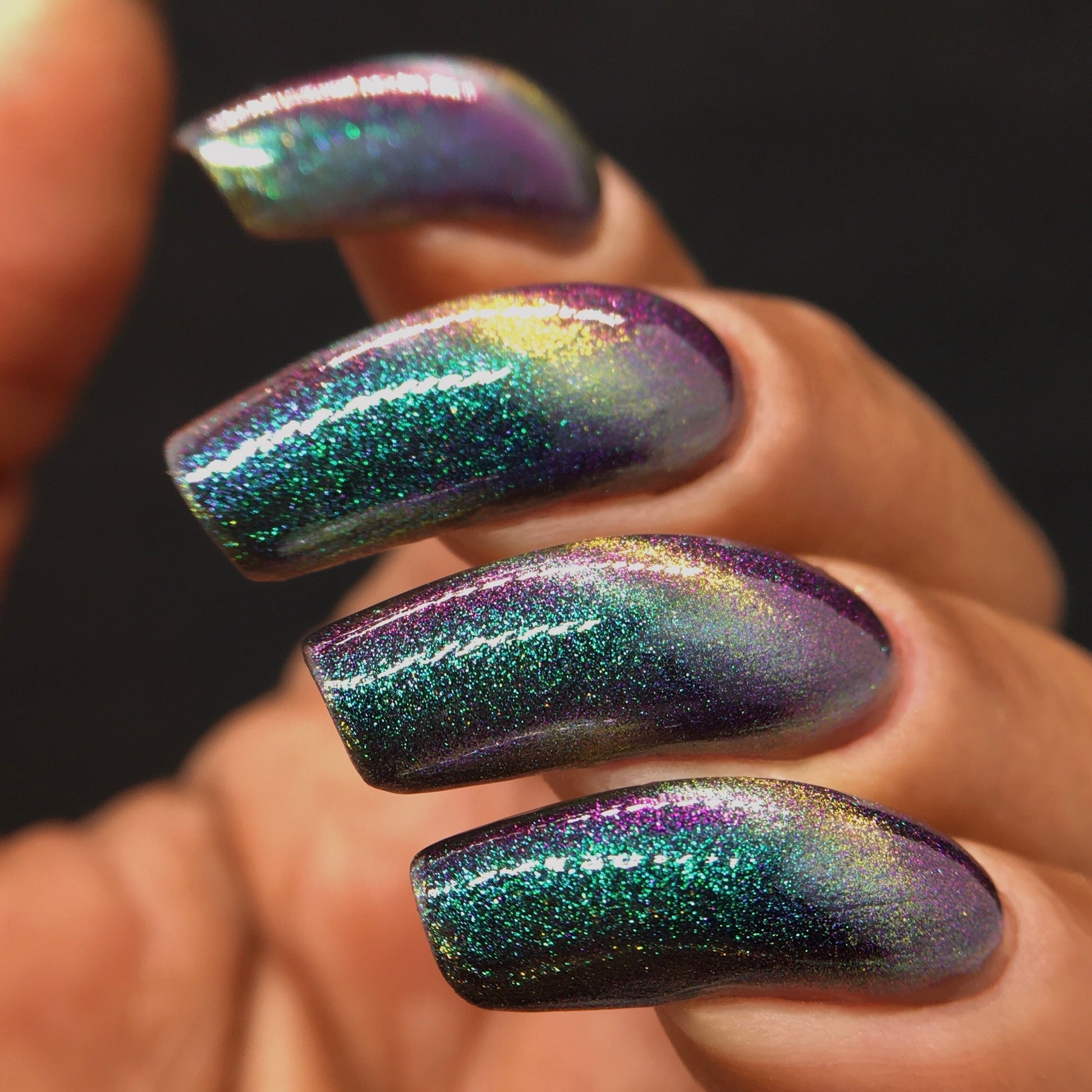 Alternate Adventure - Shifting Multichrome Magnetic Indie Nail Polish - Shifts Green, Blue, and Purple - Into the Multiverse Collection - Dam Nail Polish