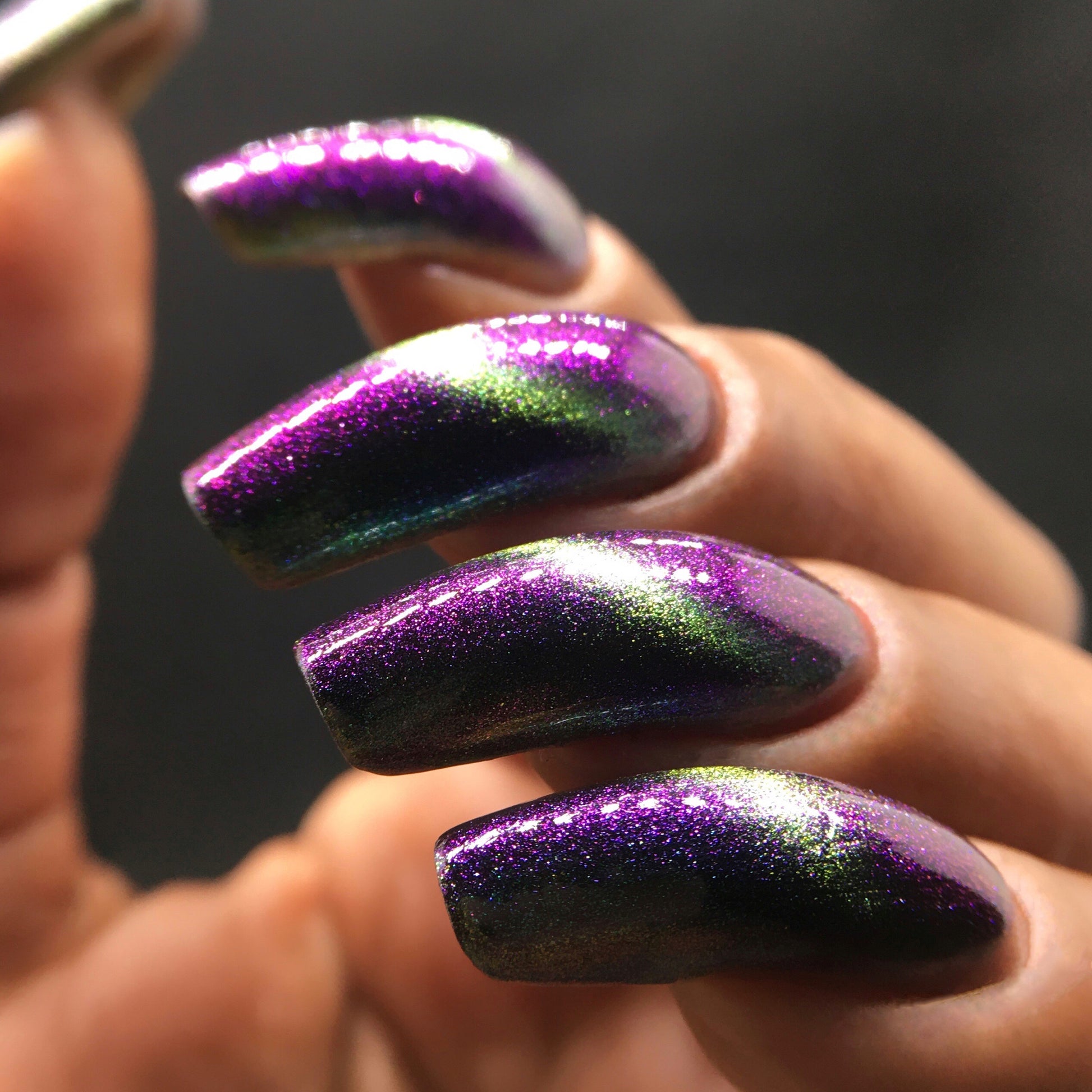 Alternate Adventure - Shifting Multichrome Magnetic Indie Nail Polish - Shifts Green, Blue, and Purple - Into the Multiverse Collection - Dam Nail Polish