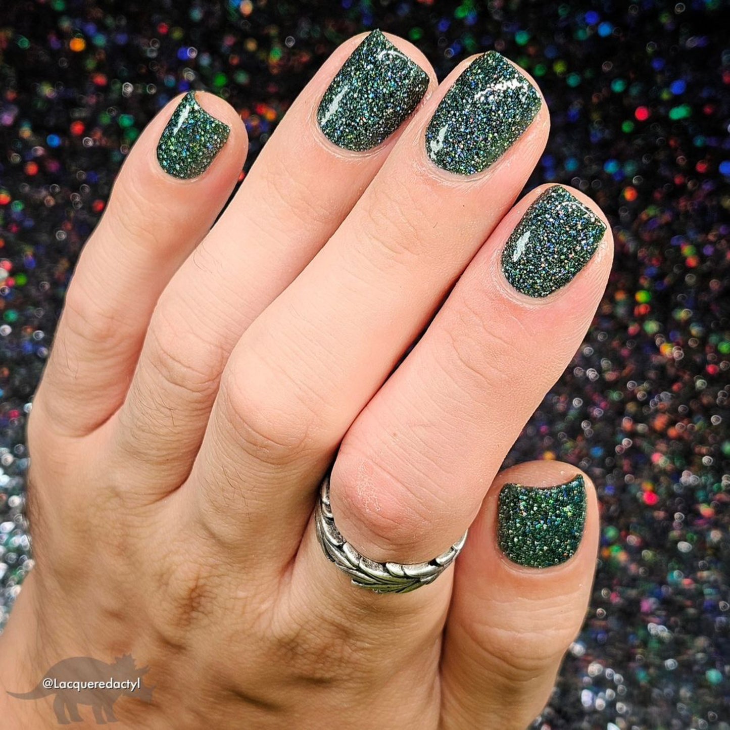 Eternal - Deep Green Reflective Glitter Nail Polish - Bitten Collection - Dam Nail Polish