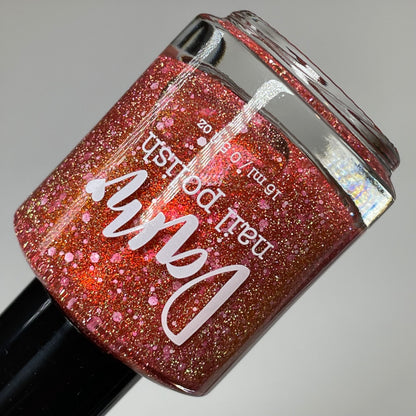 Sometimes Shiitake Happens - Red Reflective Glitter Nail Polish