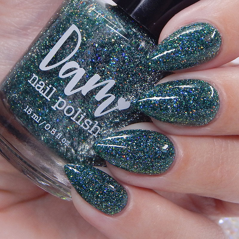 Eternal - Deep Green Reflective Glitter Nail Polish - Bitten Collection - Dam Nail Polish