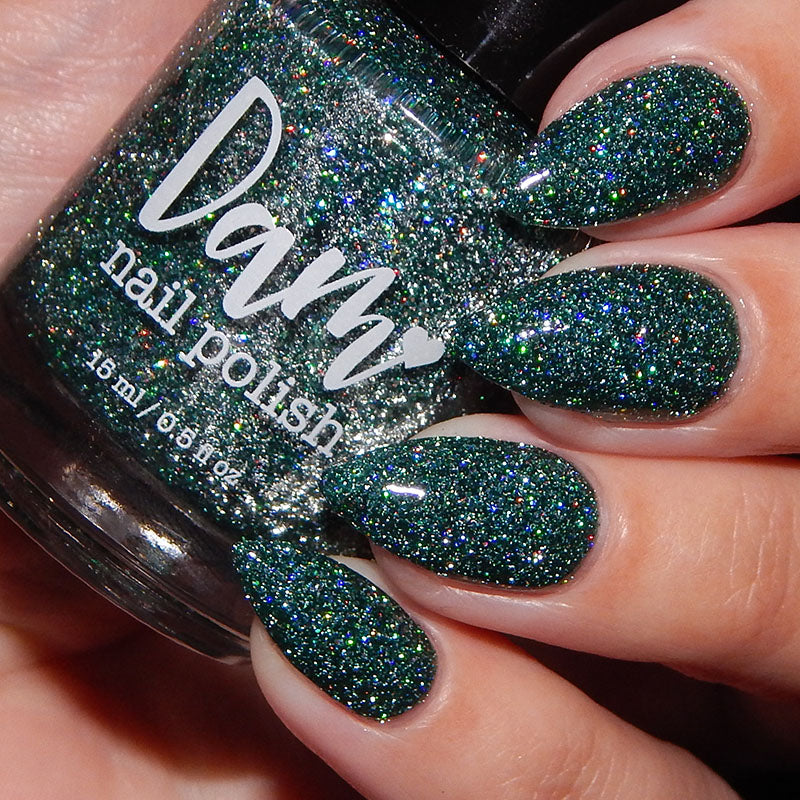 Eternal - Deep Green Reflective Glitter Nail Polish - Bitten Collection - Dam Nail Polish