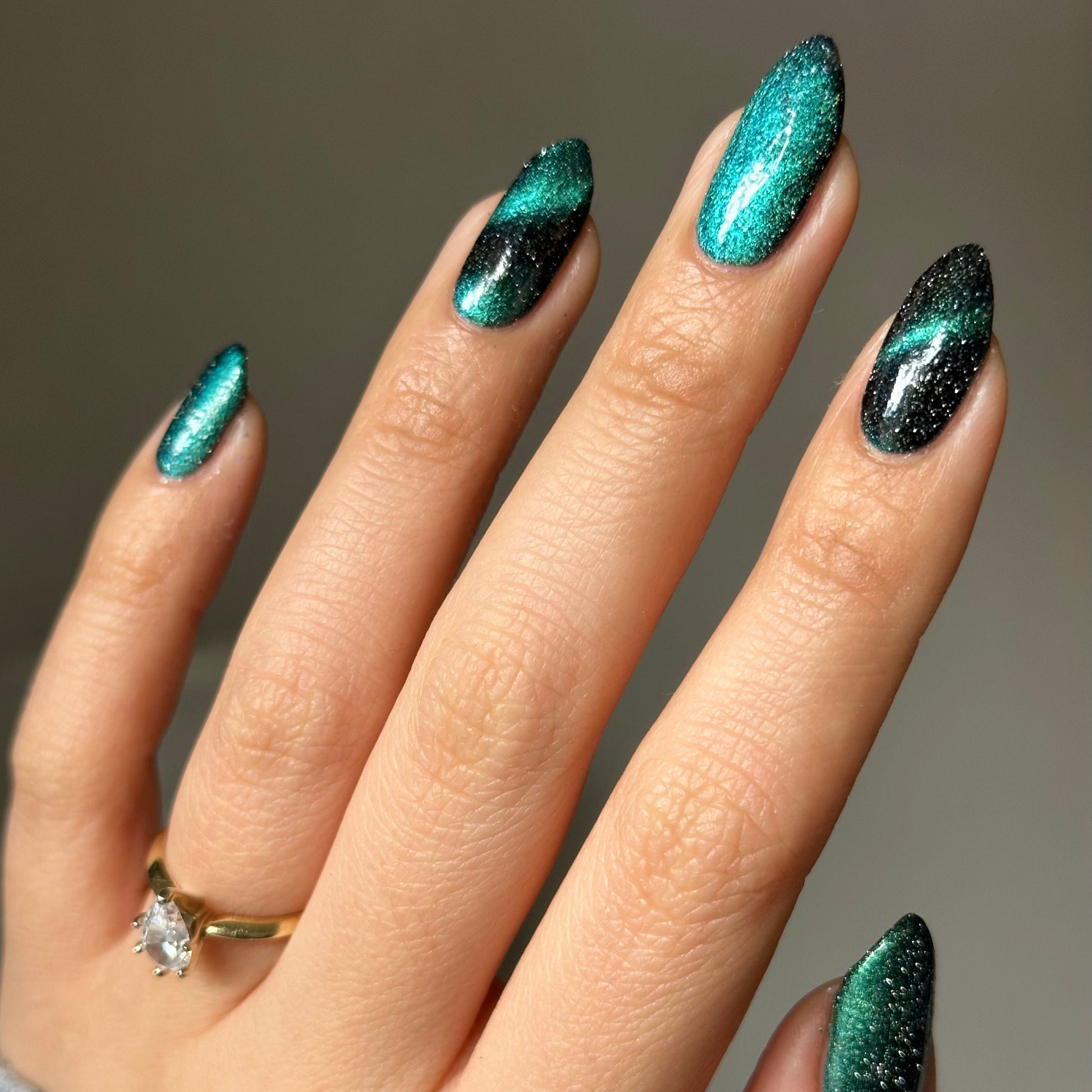 Dog - Black Magnetic Nail Polish - Green Teal Magnetic Nail Polish - Chinese Zodiac Collection - Dam Nail Polish