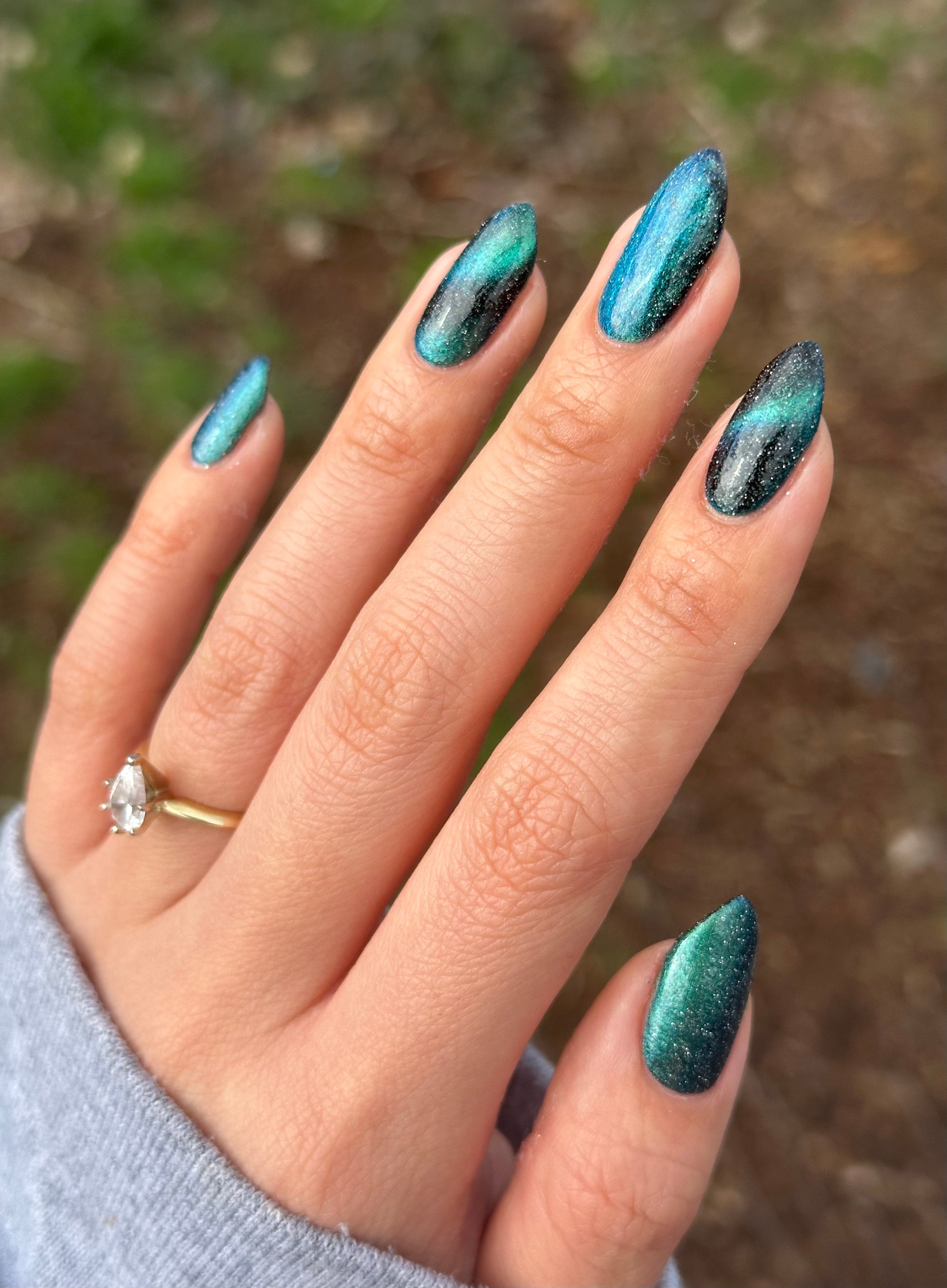 Dog - Black Magnetic Nail Polish - Green Teal Magnetic Nail Polish - Chinese Zodiac Collection - Dam Nail Polish