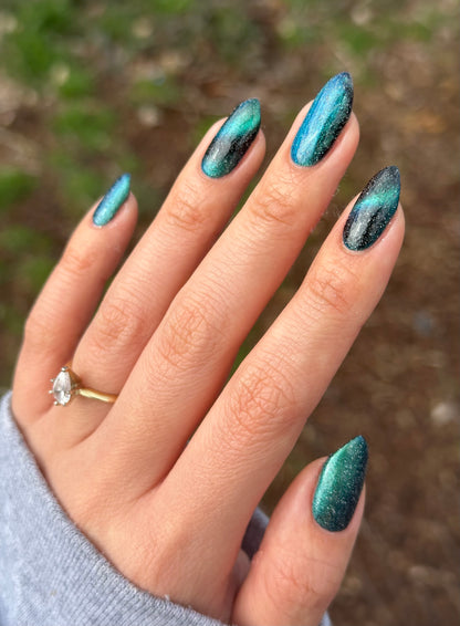 Dog - Black Magnetic Nail Polish - Green Teal Magnetic Nail Polish - Chinese Zodiac Collection - Dam Nail Polish