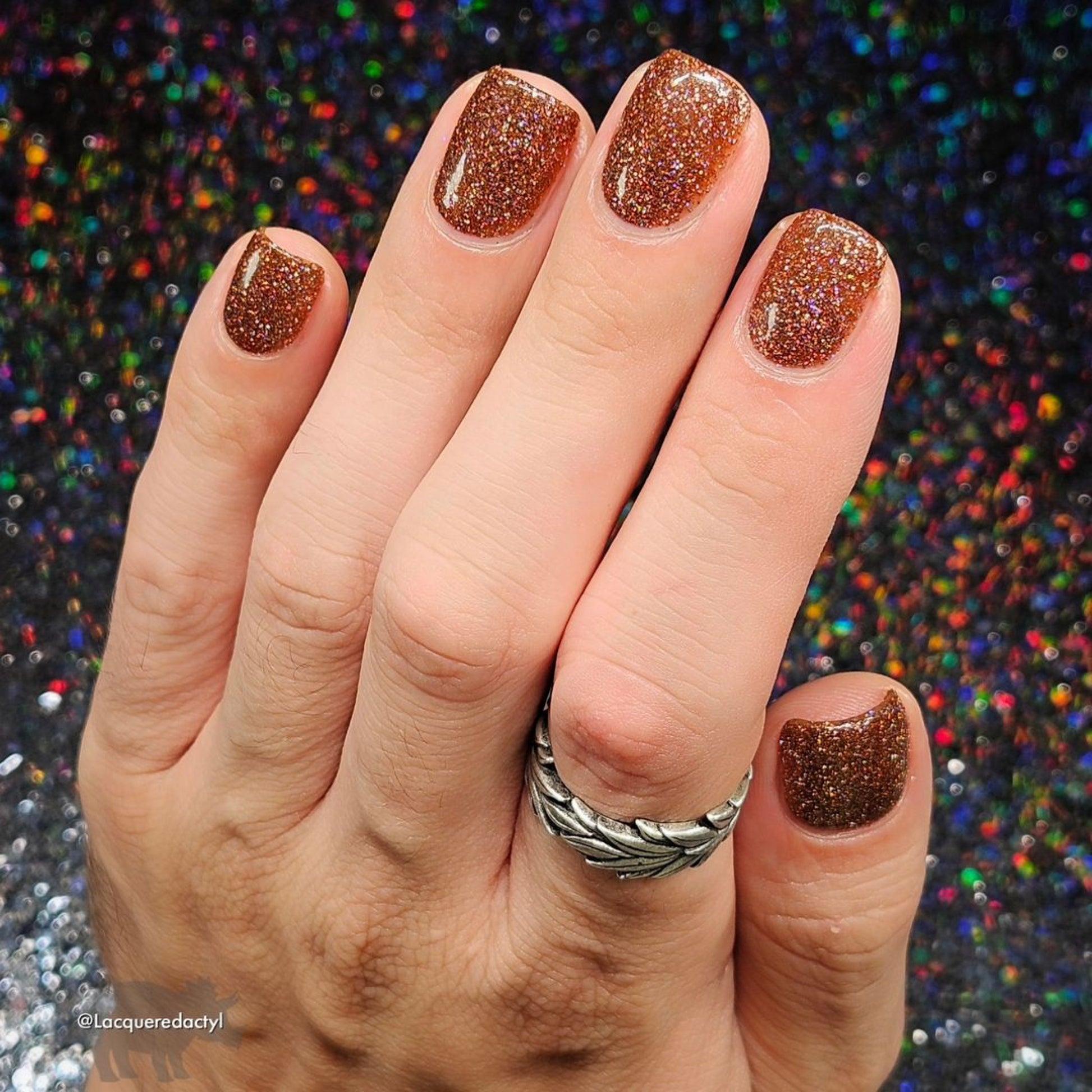 The Stakes Are Deadly - Burnt Orange Reflective Glitter Nail Polish - Bitten Collection - Dam Nail Polish