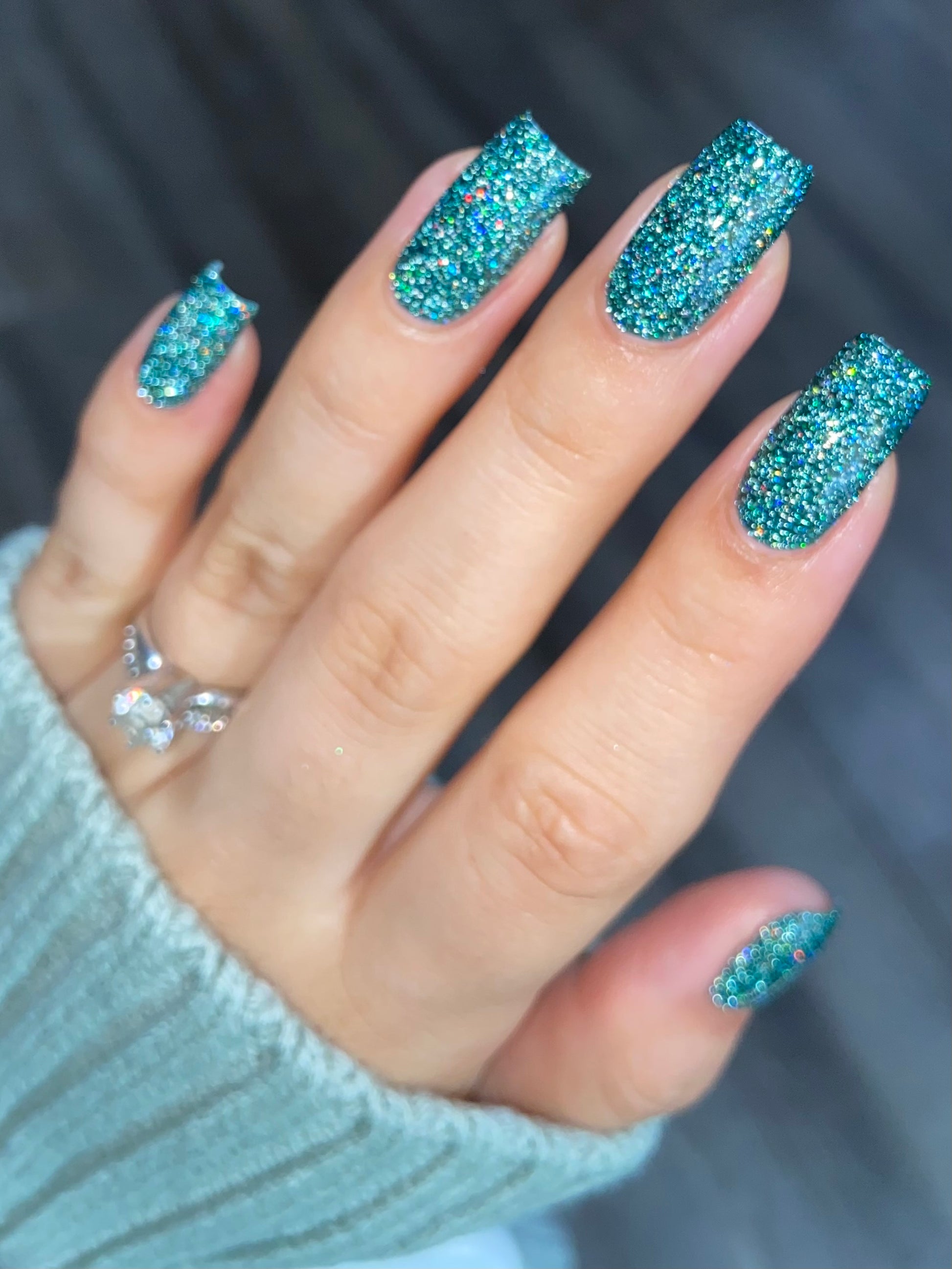 Eternal - Deep Green Reflective Glitter Nail Polish - Bitten Collection - Dam Nail Polish