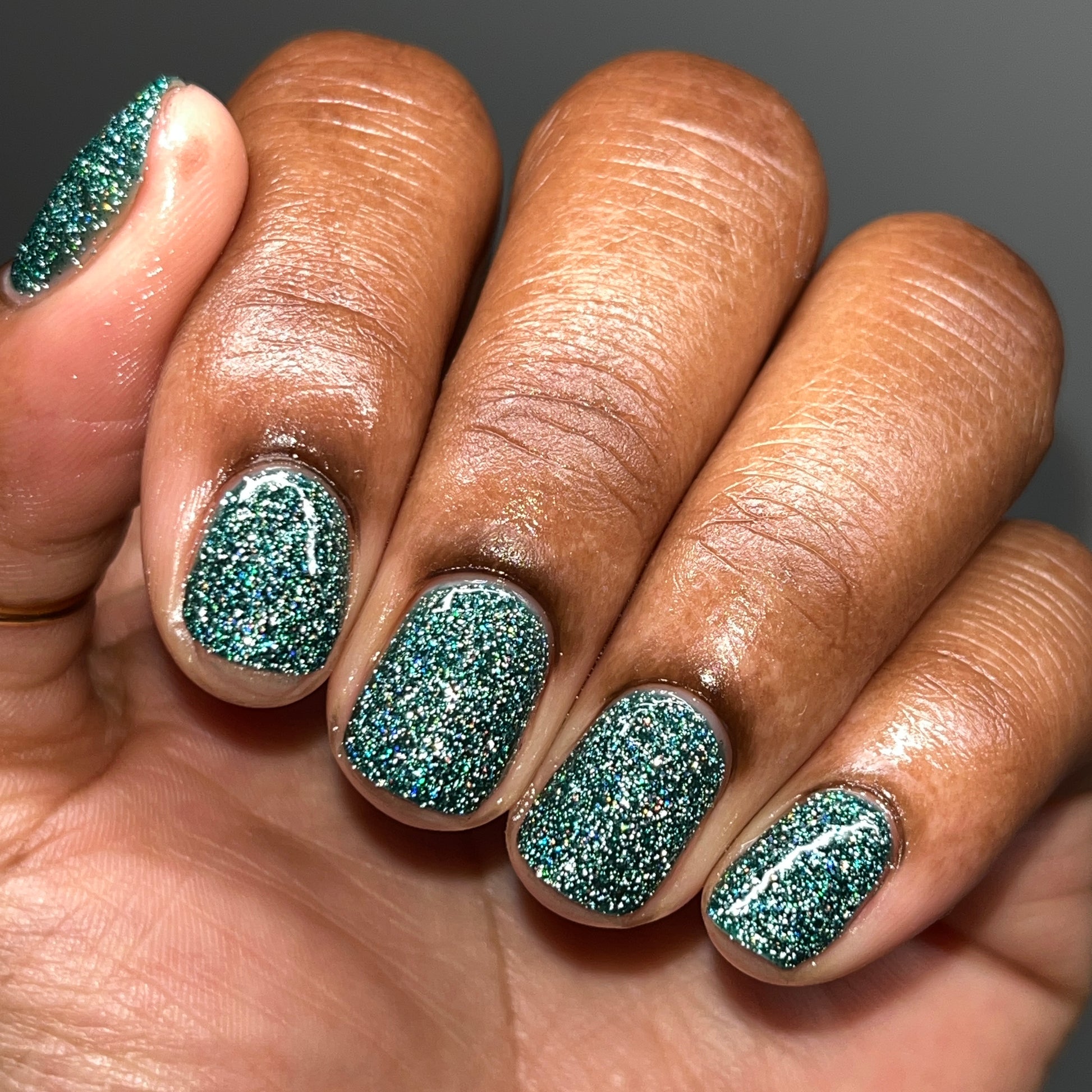 Eternal - Deep Green Reflective Glitter Nail Polish - Bitten Collection - Dam Nail Polish