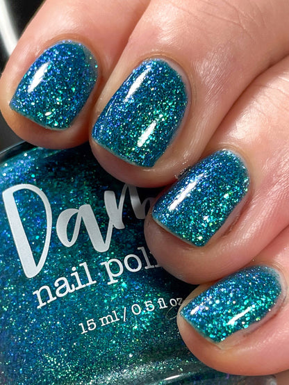 Like Turtley Awesome - Teal Flakie Nail Polish - Limited Edition Pawsitively Polished & Friends Facebook Group Custom