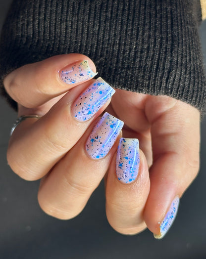 Flashing Flood - White Crelly - Neon Blue Glitter Nail Polish - Shimmer Nail Polish - Stormy Siblings Collection