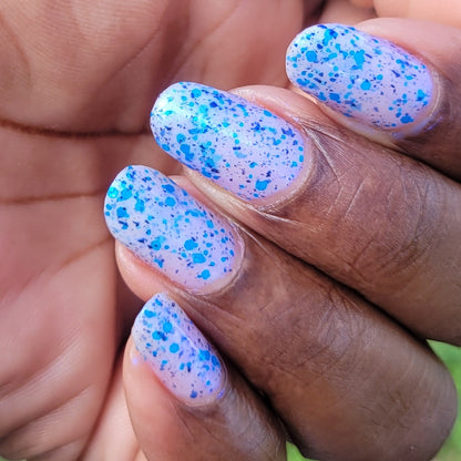 Flashing Flood - White Crelly - Neon Blue Glitter Nail Polish - Shimmer Nail Polish - Stormy Siblings Collection