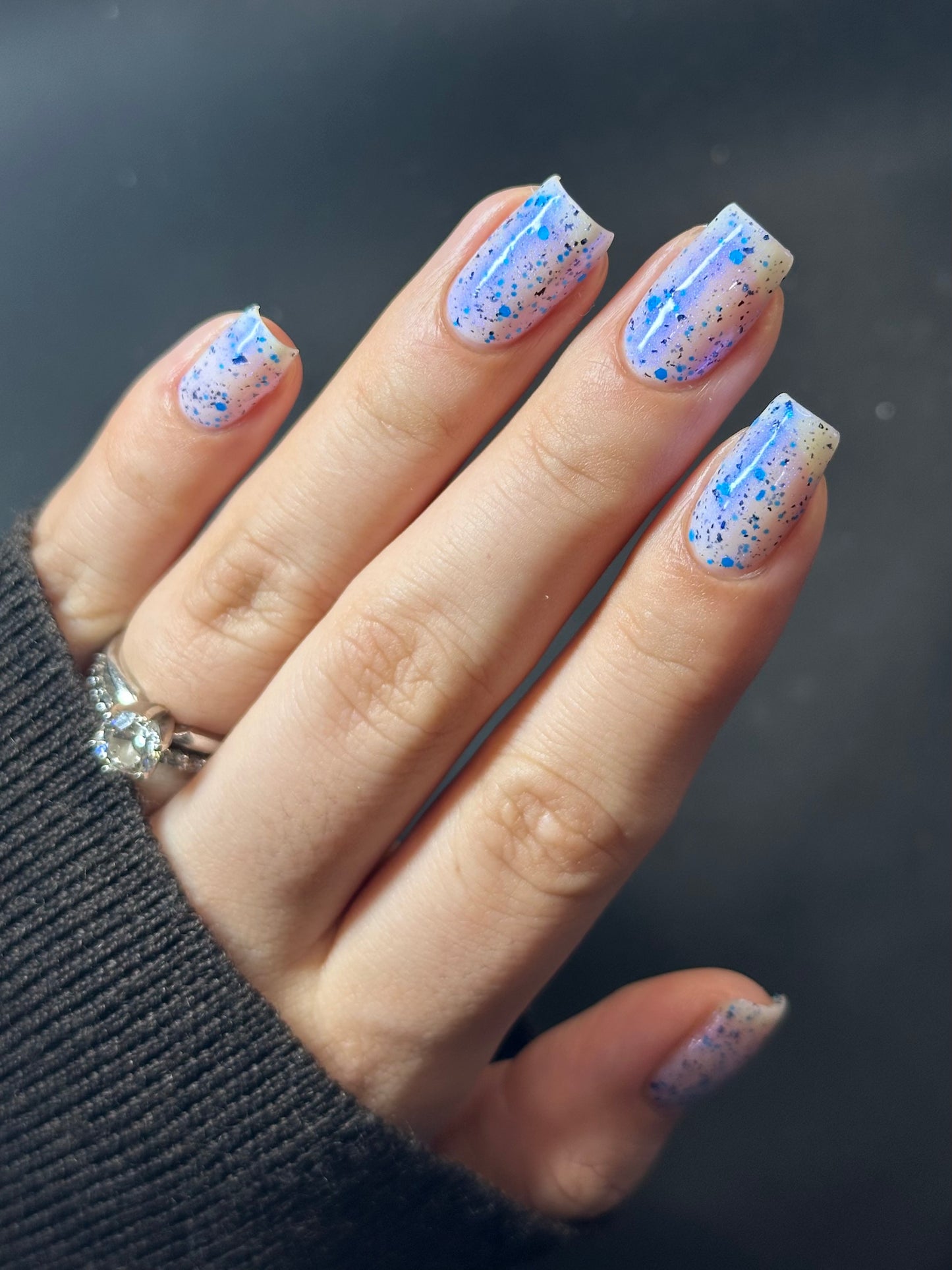 Flashing Flood - White Crelly - Neon Blue Glitter Nail Polish - Shimmer Nail Polish - Stormy Siblings Collection