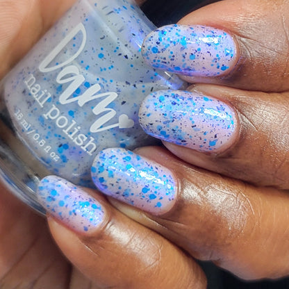 Flashing Flood - White Crelly - Neon Blue Glitter Nail Polish - Shimmer Nail Polish - Stormy Siblings Collection