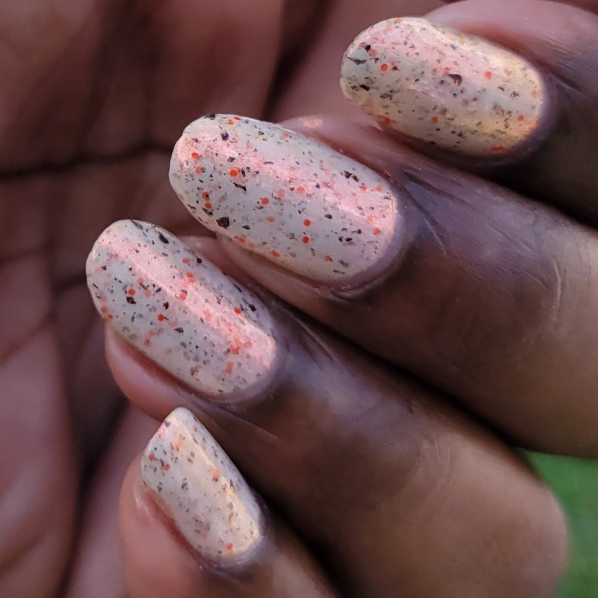 Glistening Gale - White Crelly - Orange Glitter Nail Polish - Shimmer Nail Polish - Stormy Siblings Collection - Dam Nail Polish