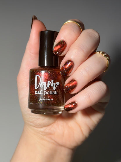 Rooster - Black Magnetic Nail Polish - Red Orange Magnetic Nail Polish - Chinese Zodiac Collection - Dam Nail Polish