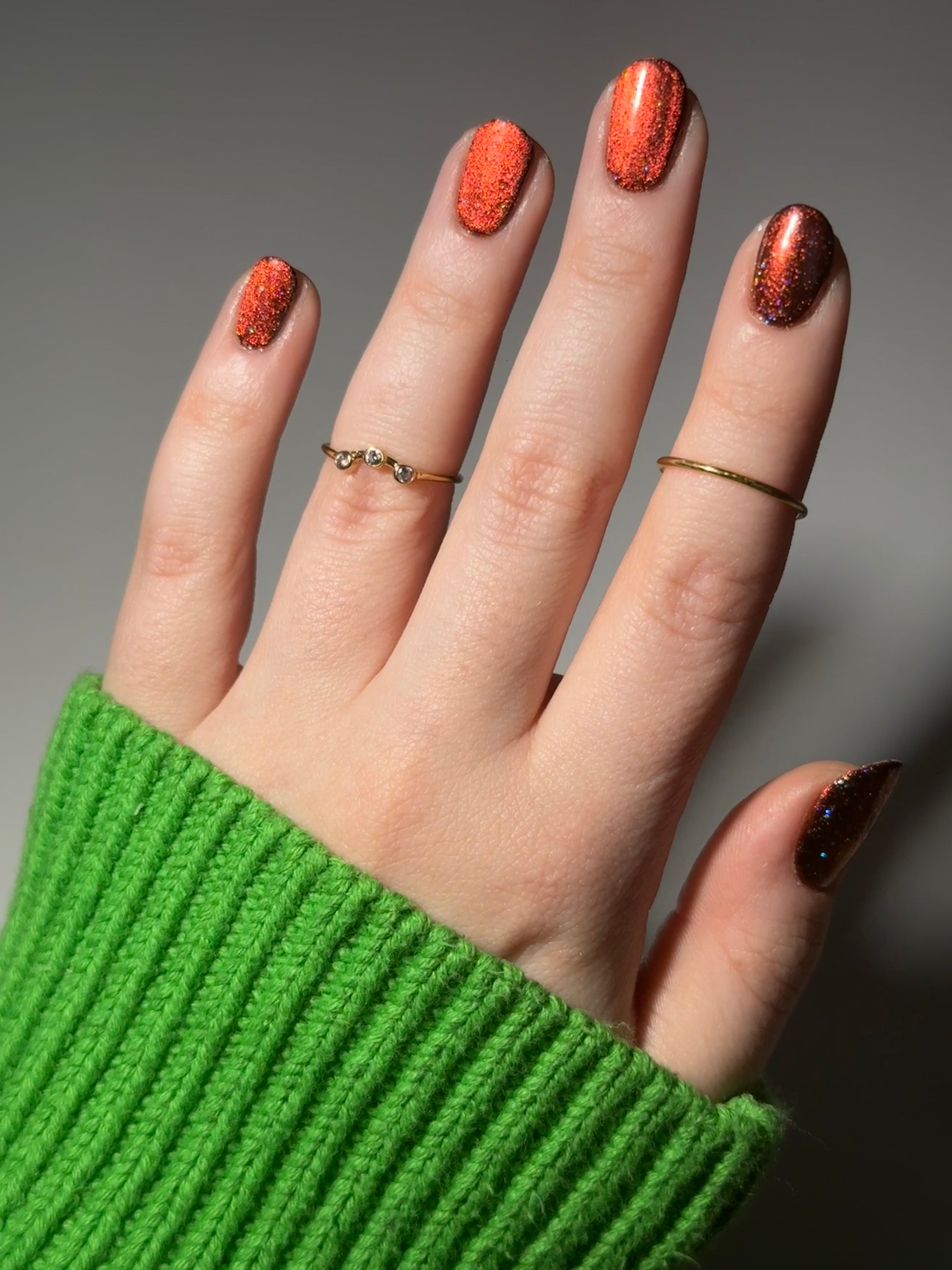 Rooster - Black Magnetic Nail Polish - Red Orange Magnetic Nail Polish - Chinese Zodiac Collection - Dam Nail Polish