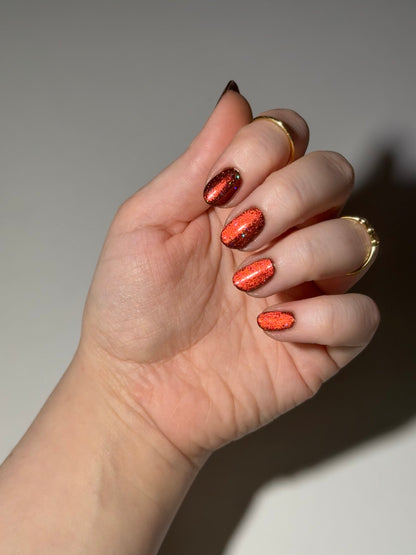 Rooster - Black Magnetic Nail Polish - Red Orange Magnetic Nail Polish - Chinese Zodiac Collection - Dam Nail Polish