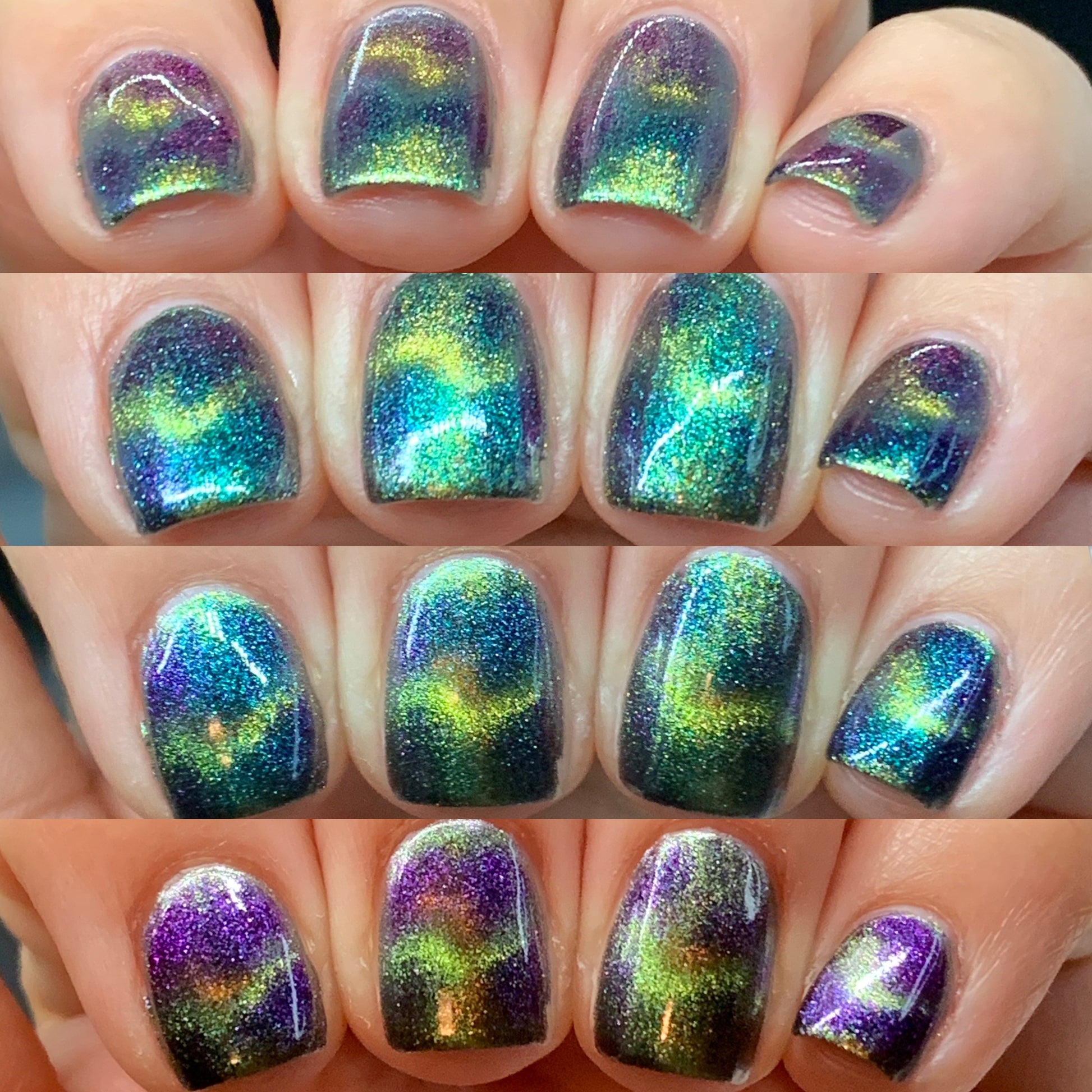 Alternate Adventure - Shifting Multichrome Magnetic Indie Nail Polish - Shifts Green, Blue, and Purple - Into the Multiverse Collection - Dam Nail Polish