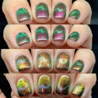 Omniverse Odyssey - Shifting Multichrome Magnetic Nail Polish - Shifts Pink, Bronze, and Green - Into the Multiverse Collection - Dam Nail Polish