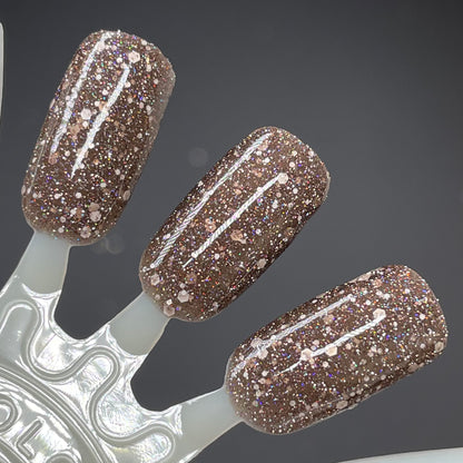 Bear-ly Napped - Brown Nail Polish - Reflective Nail Polish - Glitter Nail Polish - Oops Batch - Dam Nail Polish