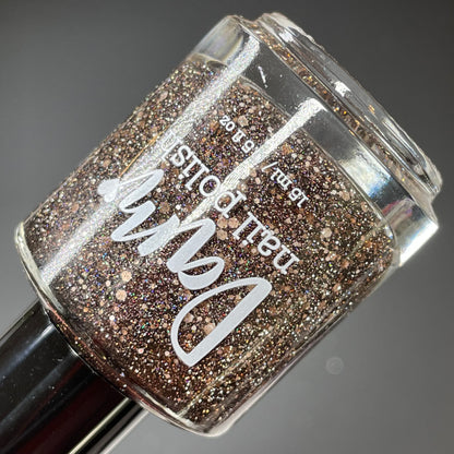 Bear-ly Napped - Brown Nail Polish - Reflective Nail Polish - Glitter Nail Polish - Oops Batch - Dam Nail Polish