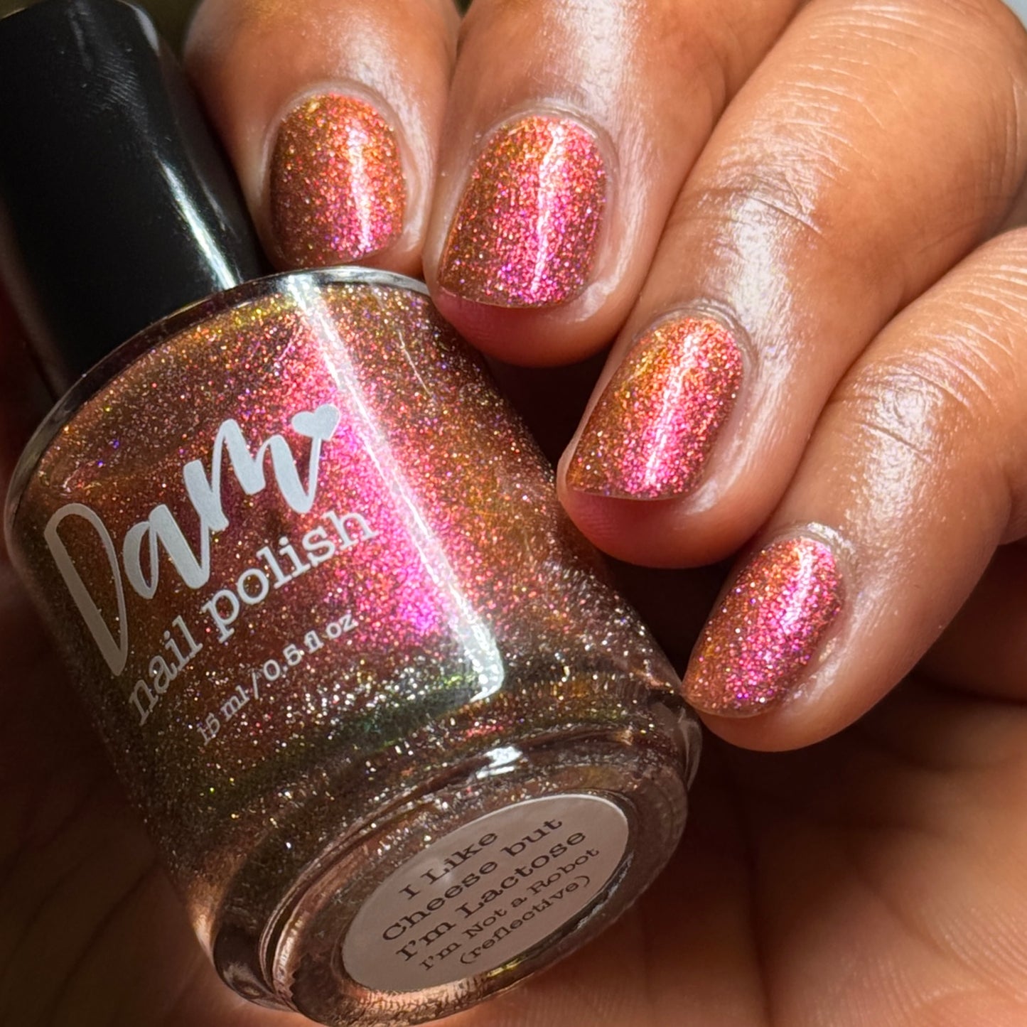I Like Cheese but I'm Lactose - Pink Nail Polish - Reflective Nail Polish - Shimmer Nail Polish - I'm Not a Robot Series