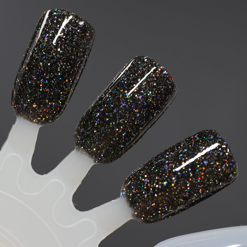 Shadow Dweller - Black Reflective Glitter Nail Polish - Bitten Collection - Dam Nail Polish