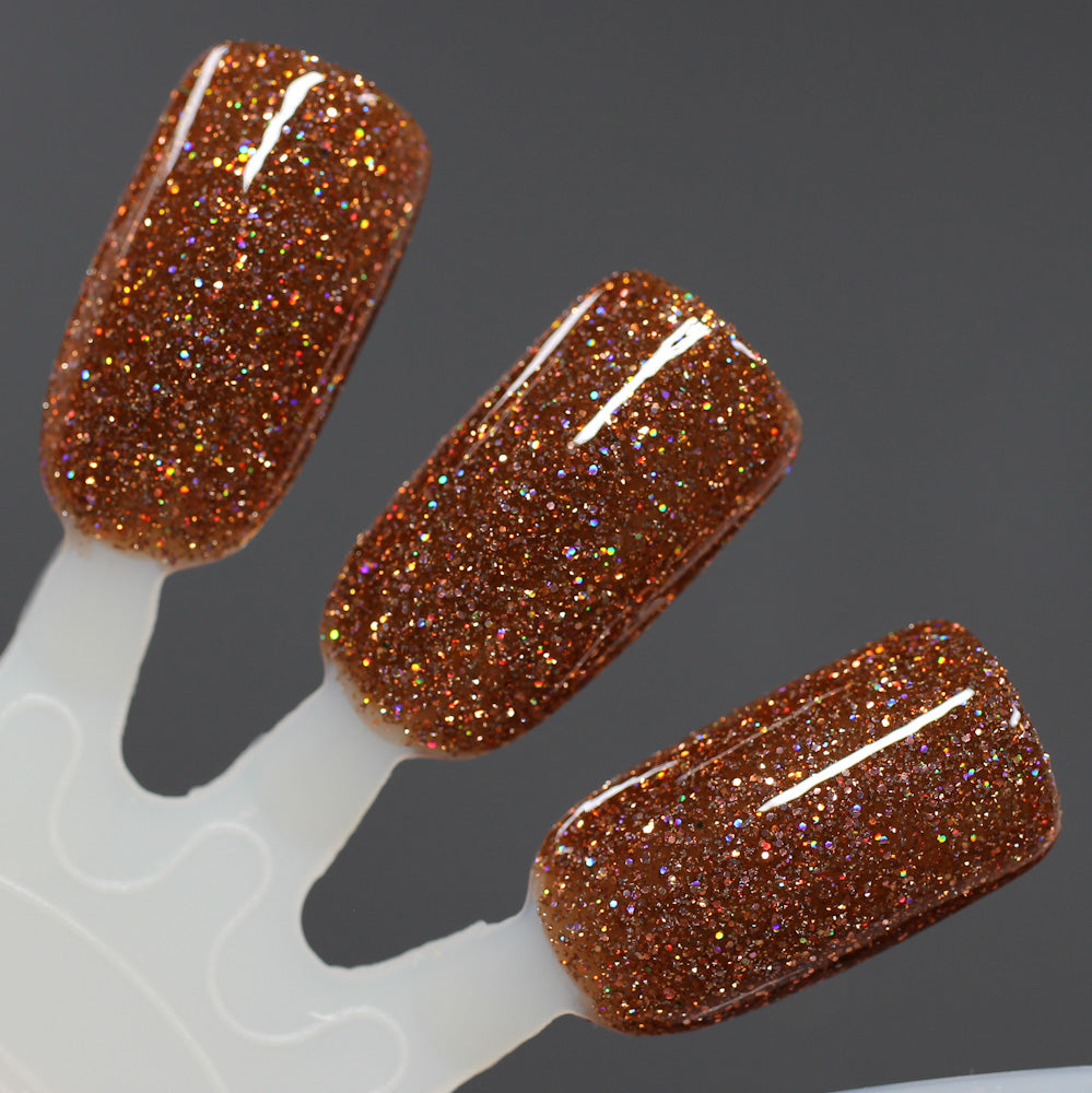 The Stakes Are Deadly - Burnt Orange Reflective Glitter Nail Polish - Bitten Collection - Dam Nail Polish