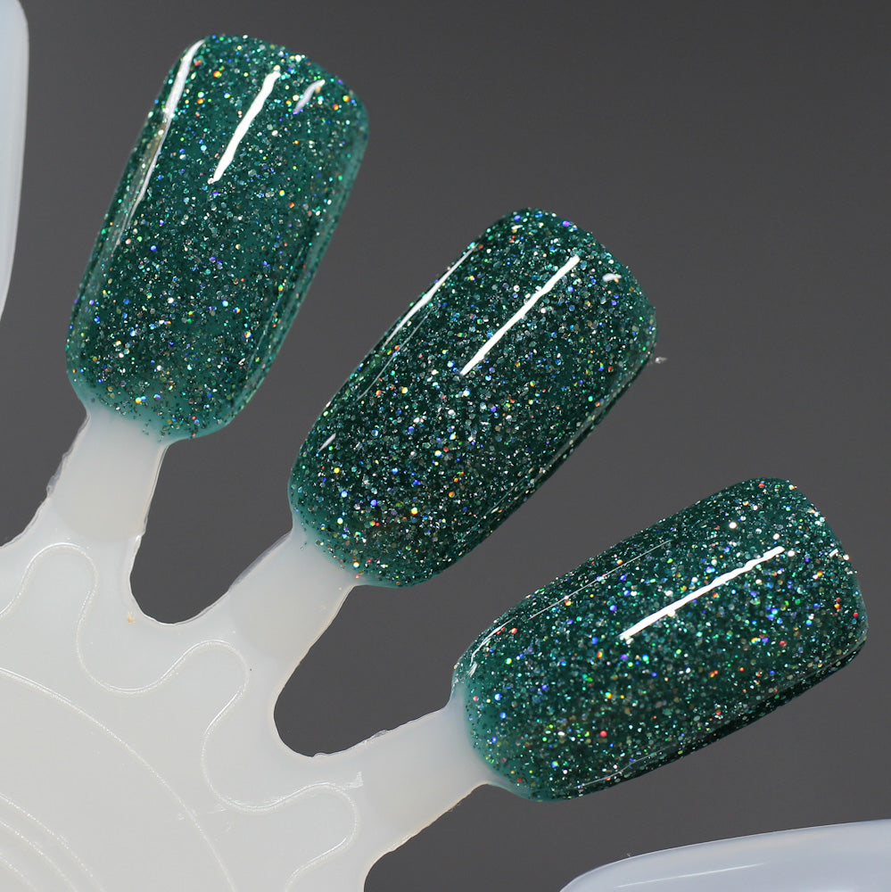 Eternal - Deep Green Reflective Glitter Nail Polish - Bitten Collection - Dam Nail Polish