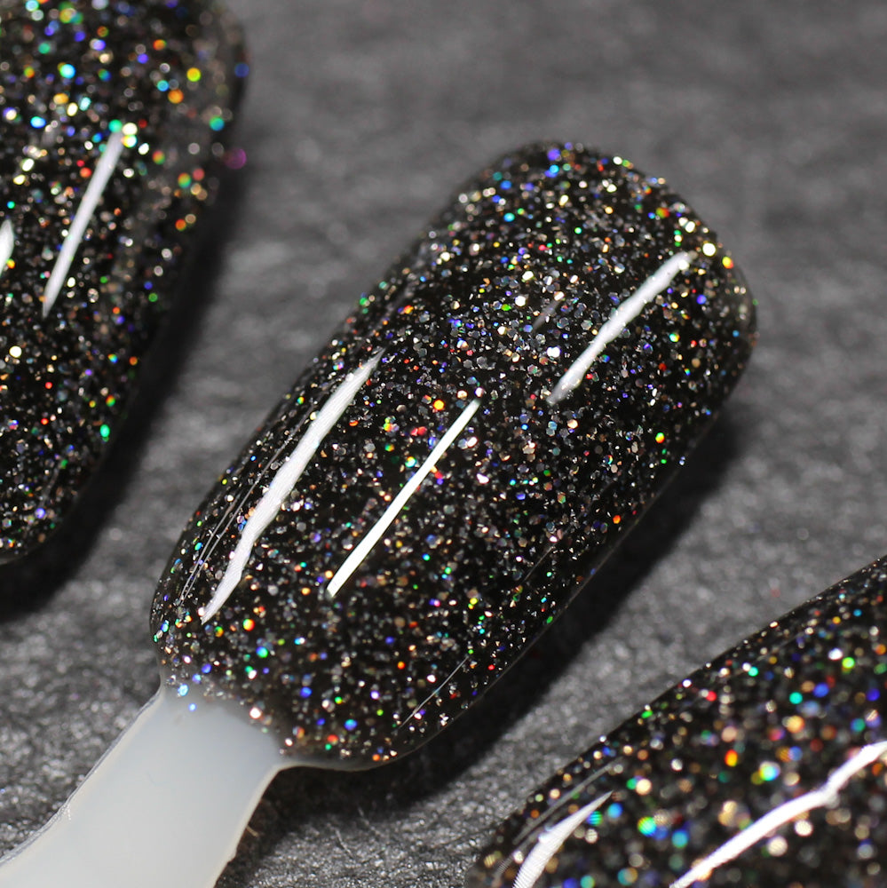 Shadow Dweller - Black Reflective Glitter Nail Polish - Bitten Collection - Dam Nail Polish