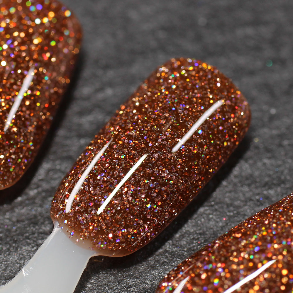 The Stakes Are Deadly - Burnt Orange Reflective Glitter Nail Polish - Bitten Collection - Dam Nail Polish