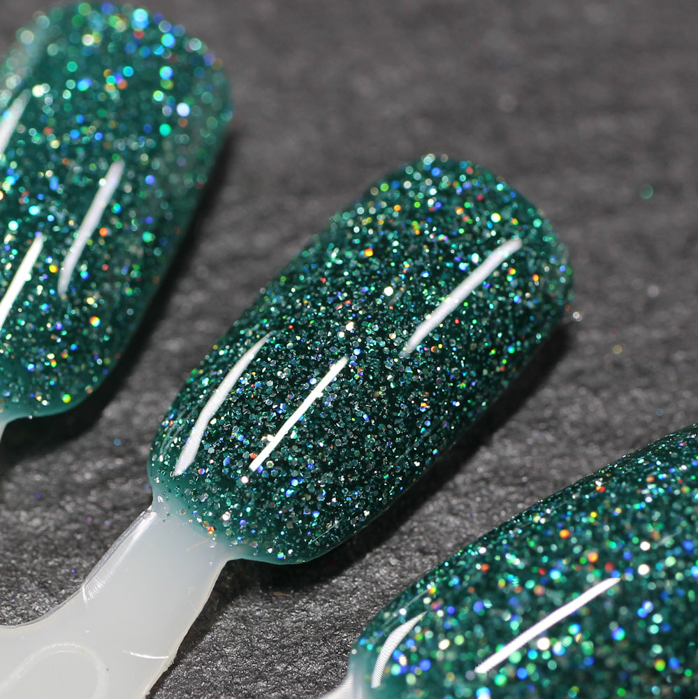 Eternal - Deep Green Reflective Glitter Nail Polish - Bitten Collection - Dam Nail Polish