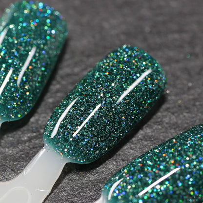 Eternal - Deep Green Reflective Glitter Nail Polish - Bitten Collection - Dam Nail Polish