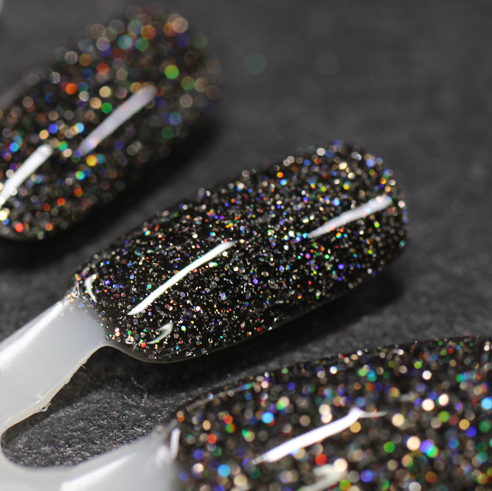 Shadow Dweller - Black Reflective Glitter Nail Polish - Bitten Collection - Dam Nail Polish
