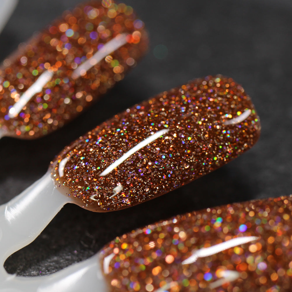 The Stakes Are Deadly - Burnt Orange Reflective Glitter Nail Polish - Bitten Collection - Dam Nail Polish