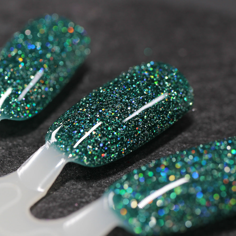 Eternal - Deep Green Reflective Glitter Nail Polish - Bitten Collection - Dam Nail Polish