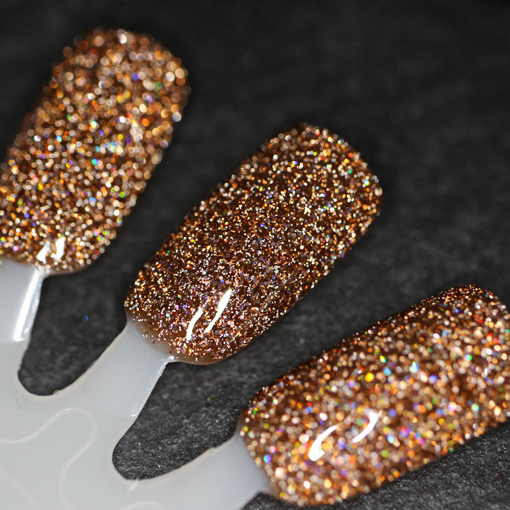 The Stakes Are Deadly - Burnt Orange Reflective Glitter Nail Polish - Bitten Collection - Dam Nail Polish