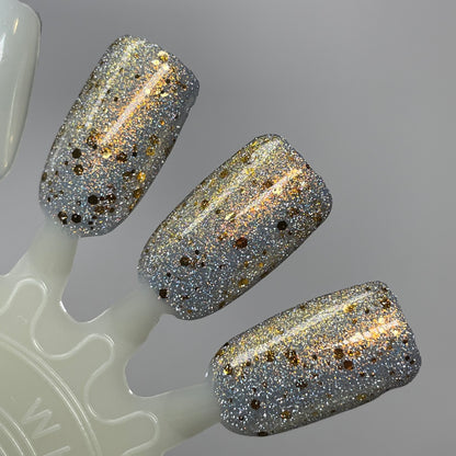 Caramel Apple Bottom Jeans - Gold Silver Nail Polish - Reflective Glitter Nail Polish - Sugar Rush Collection - Dam Nail Polish