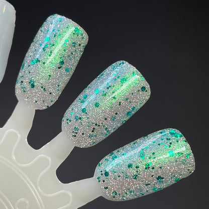 Candy Wrapper’s Delight - Green Silver Nail Polish - Reflective Glitter Nail Polish - Sugar Rush Collection - Dam Nail Polish