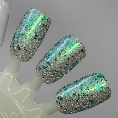 Candy Wrapper’s Delight - Green Silver Nail Polish - Reflective Glitter Nail Polish - Sugar Rush Collection - Dam Nail Polish