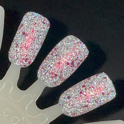 Jelly Bean Around the World - Pink Silver Nail Polish - Reflective Glitter Nail Polish - Sugar Rush Collection - Dam Nail Polish
