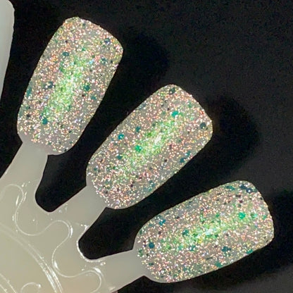Candy Wrapper’s Delight - Green Silver Nail Polish - Reflective Glitter Nail Polish - Sugar Rush Collection - Dam Nail Polish
