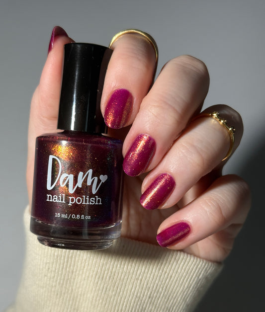 PRE ORDER: Should I Stay - Deep Fucshia Shimmer Nail Polish - Bonus Track Collection - Ships in Approx. 5 Weeks - Dam Nail Polish