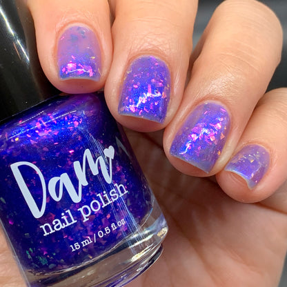 Merry February - Purple Flakie Nail Polish - Limited Edition Polished Jewel Society Facebook Group Custom - Dam Nail Polish