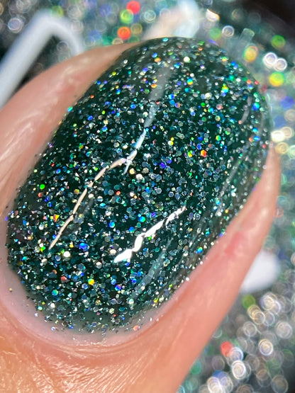 Eternal - Deep Green Reflective Glitter Nail Polish - Bitten Collection - Dam Nail Polish